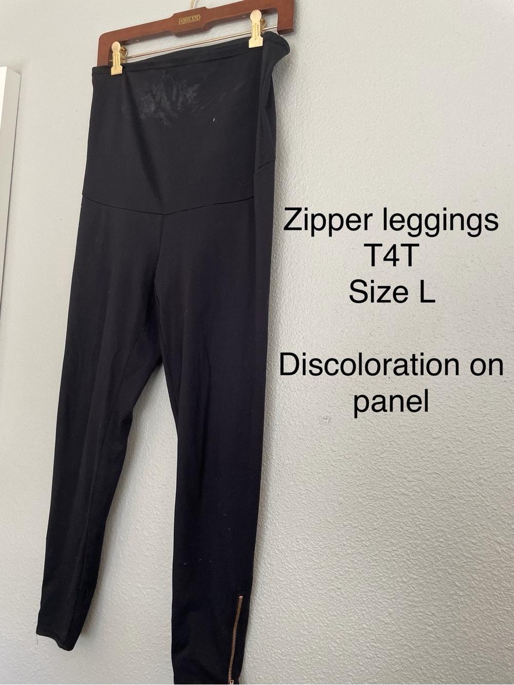 High-Waist Black Zipper Leggings - Size L